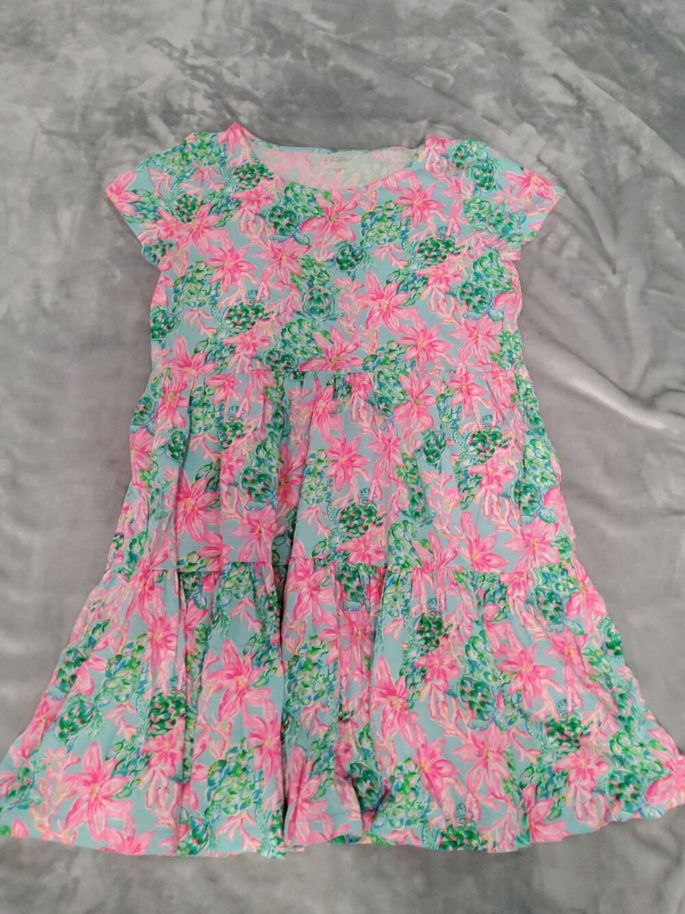 Lilly Pulitzer Sleeveless Tiered Dress Medium - Green/Pink